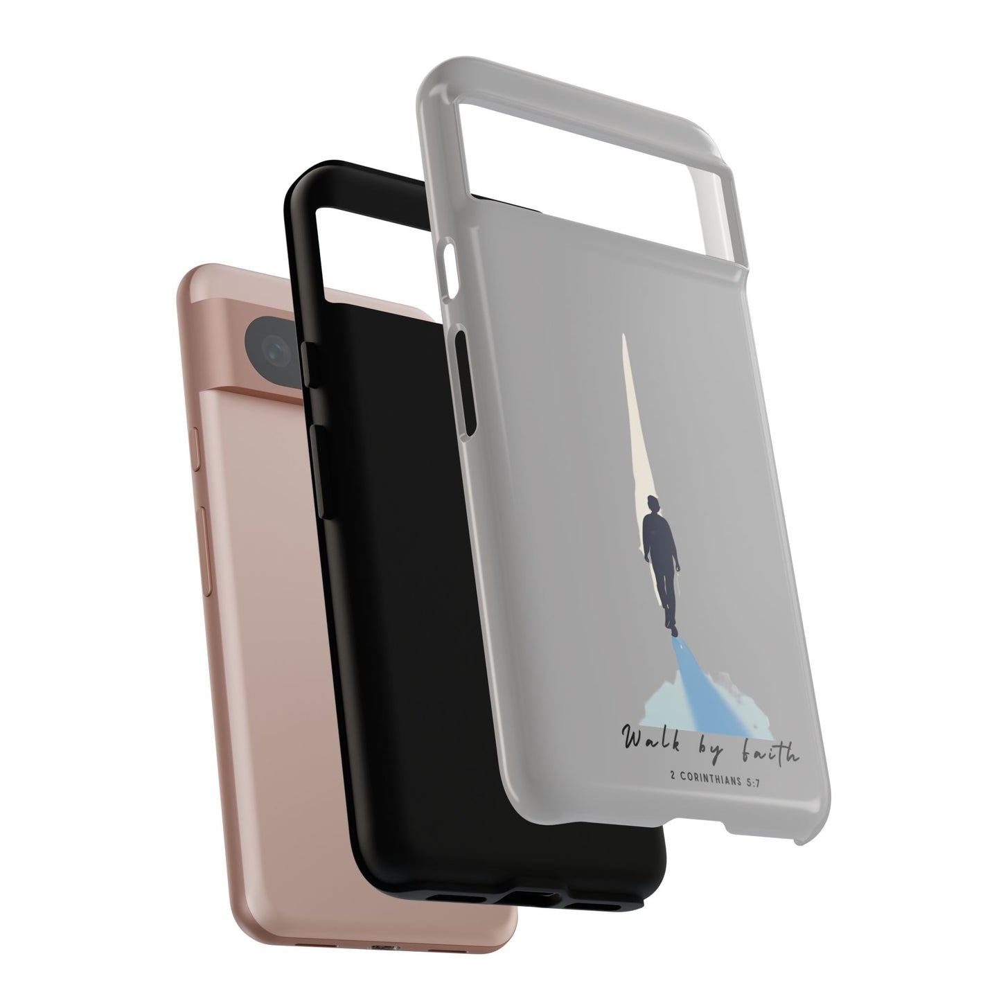 Inspirational Tough Phone Case - "Walk by Faith" Design - Bible Verse Phone Protection