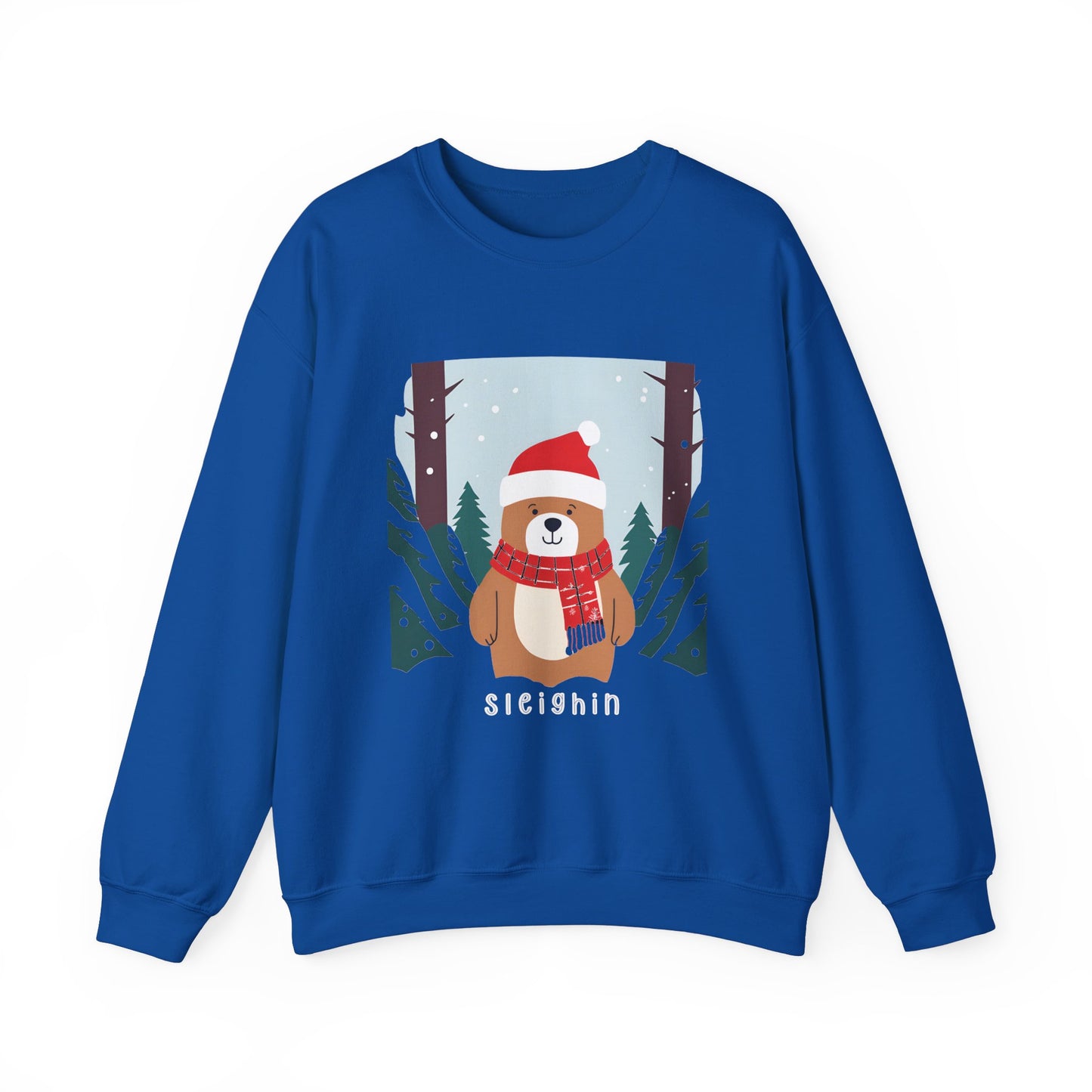 Graphic Designed Holiday Christmas Unisex Crewneck Sleighing Sweatshirt
