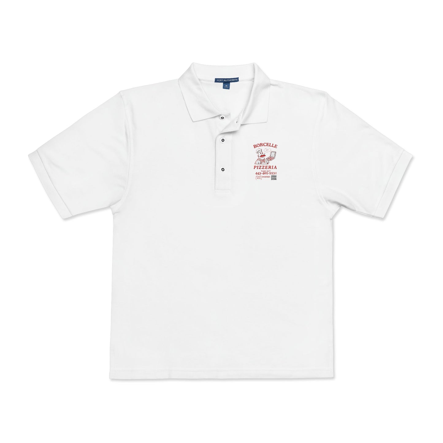 Custom Unisex Polo Shirt with Embroidered Pizza Design - Perfect for Food Lovers