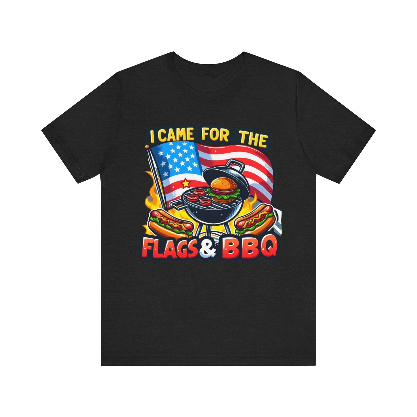 US Flag Day Commemorative Graphic T-shirts, Here for the Flag & BBQ Tee