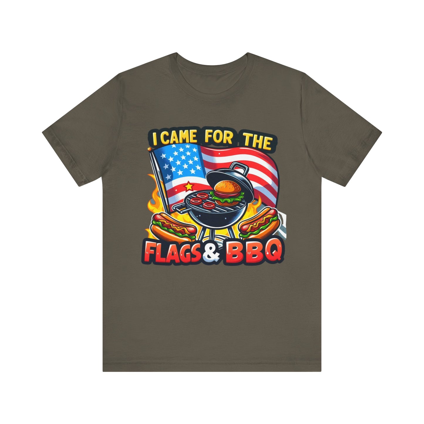 US Flag Day Commemorative Graphic T-shirts, Here for the Flag & BBQ Tee