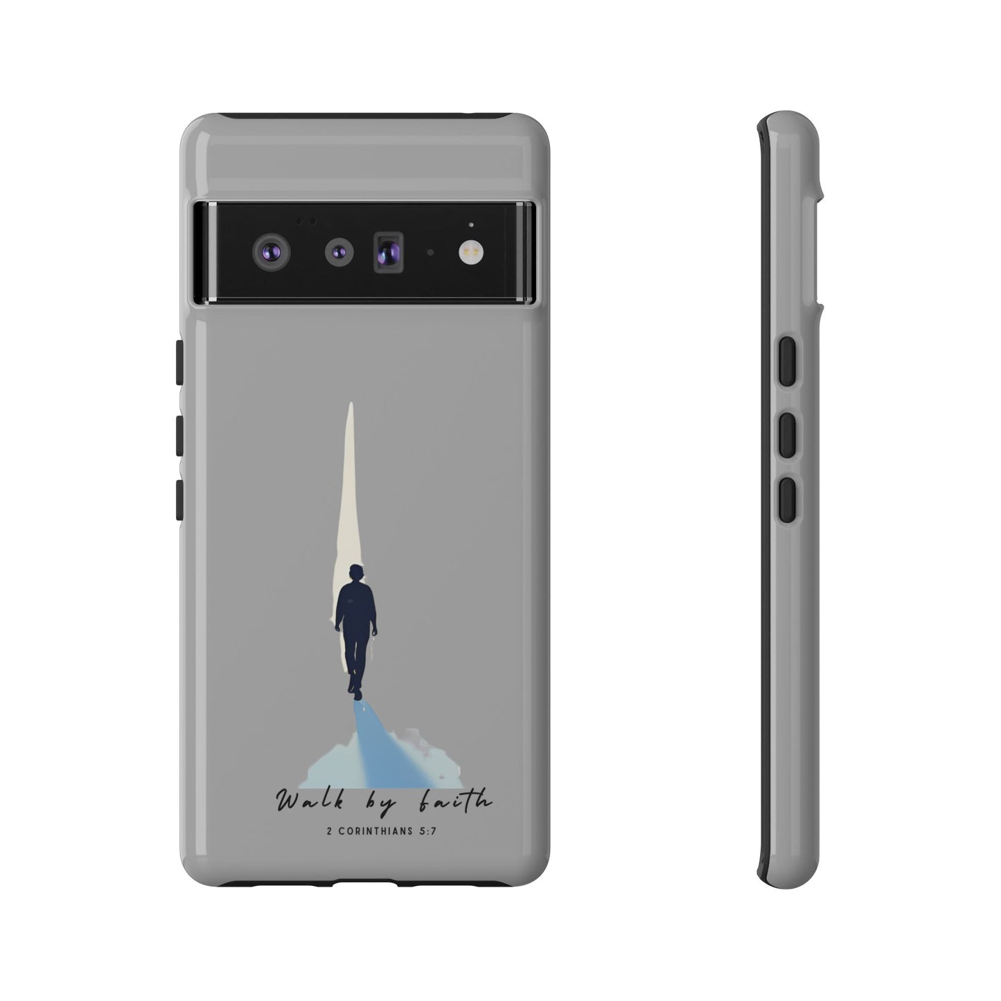 Inspirational Tough Phone Case - "Walk by Faith" Design - Bible Verse Phone Protection