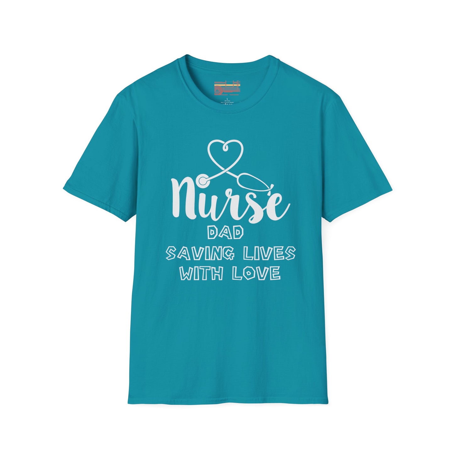 Nurse Dad Serving Lives With Love Ultimate Comfort Unisex Fathers Day Nurse T-shirt