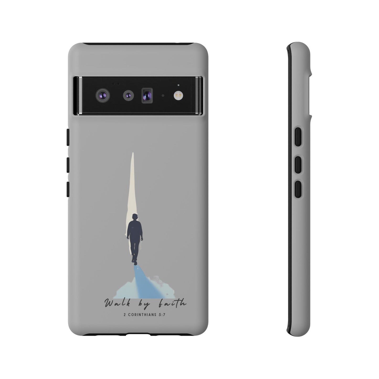 Inspirational Tough Phone Case - "Walk by Faith" Design - Bible Verse Phone Protection