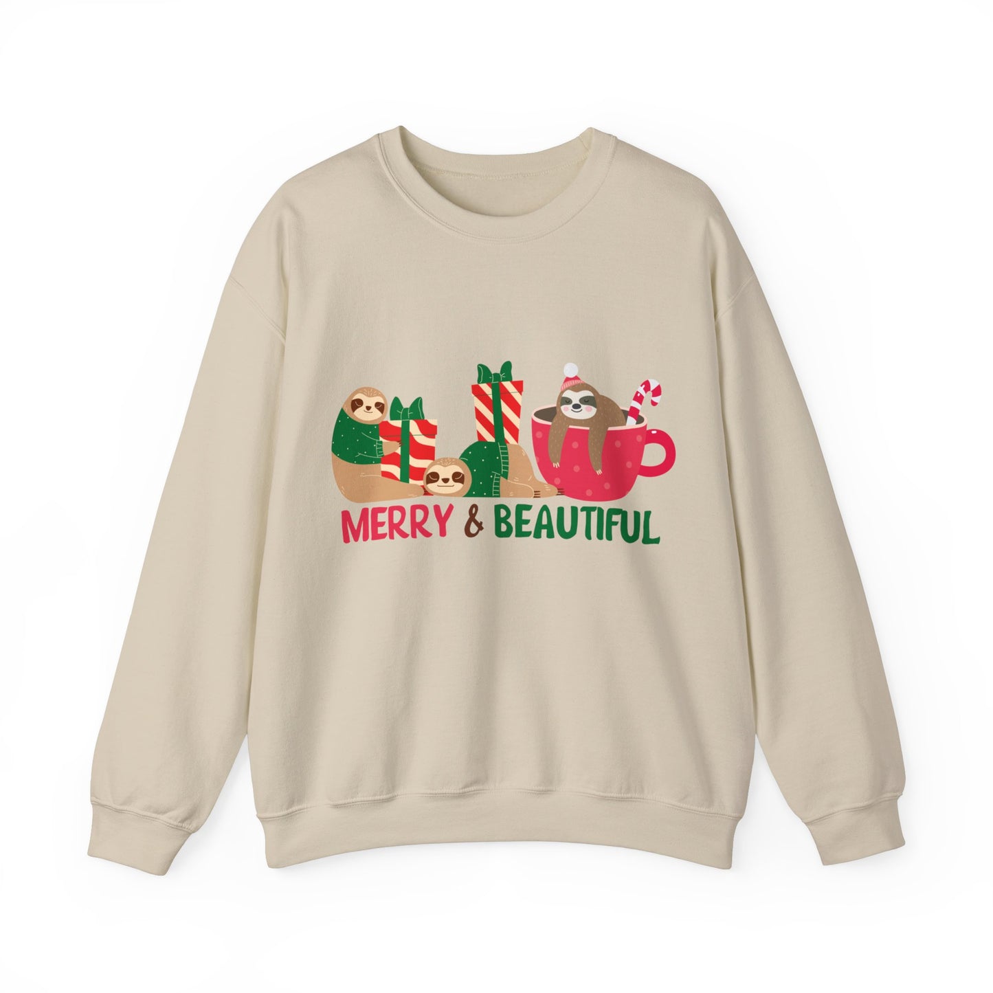 Graphic Designed Holiday Christmas Merry and Bright Unisex Crewneck Sweatshirt