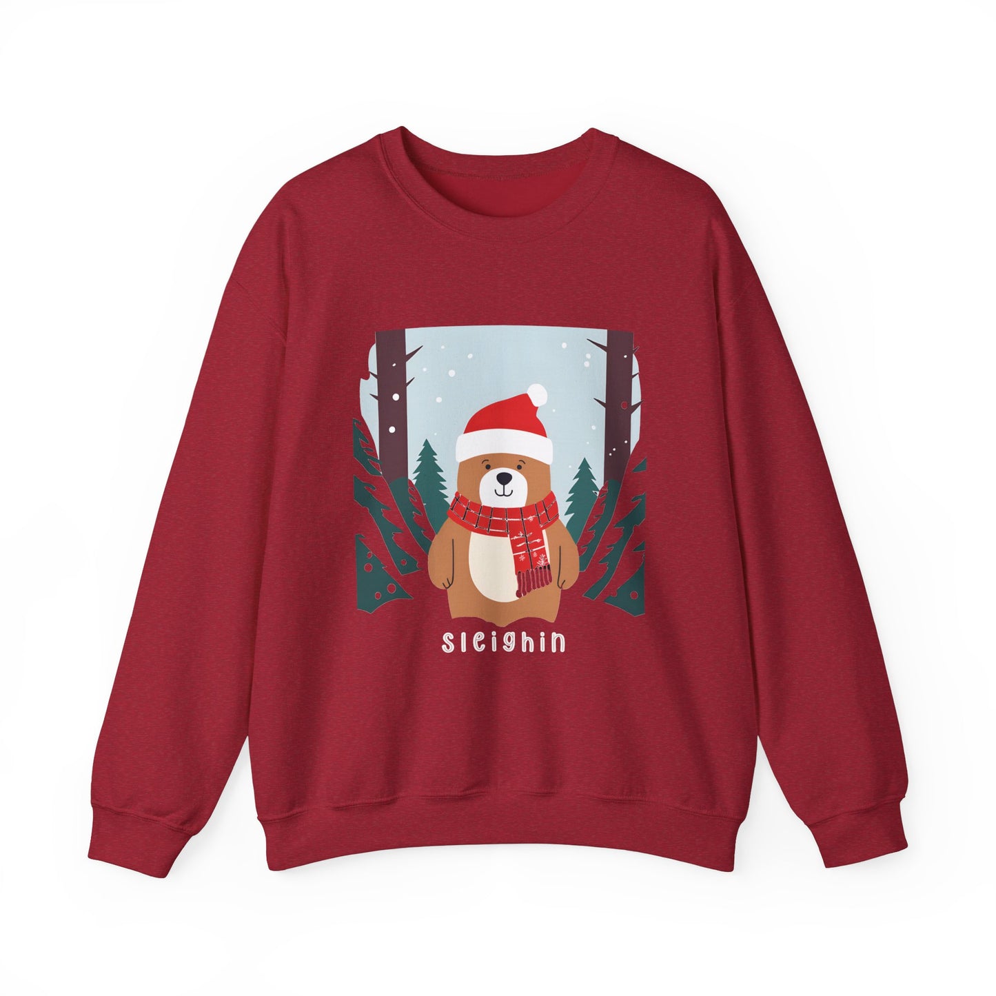 Graphic Designed Holiday Christmas Unisex Crewneck Sleighing Sweatshirt