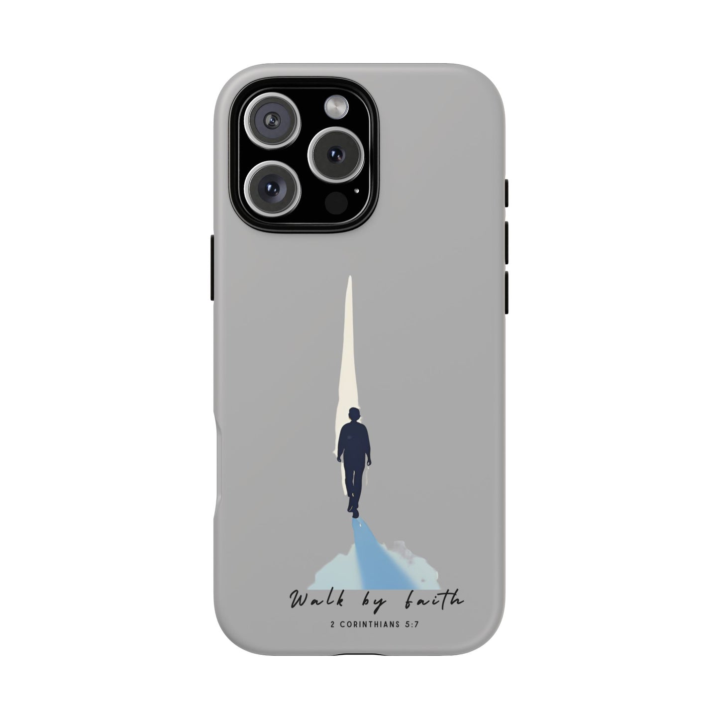 Inspirational Tough Phone Case - "Walk by Faith" Design - Bible Verse Phone Protection