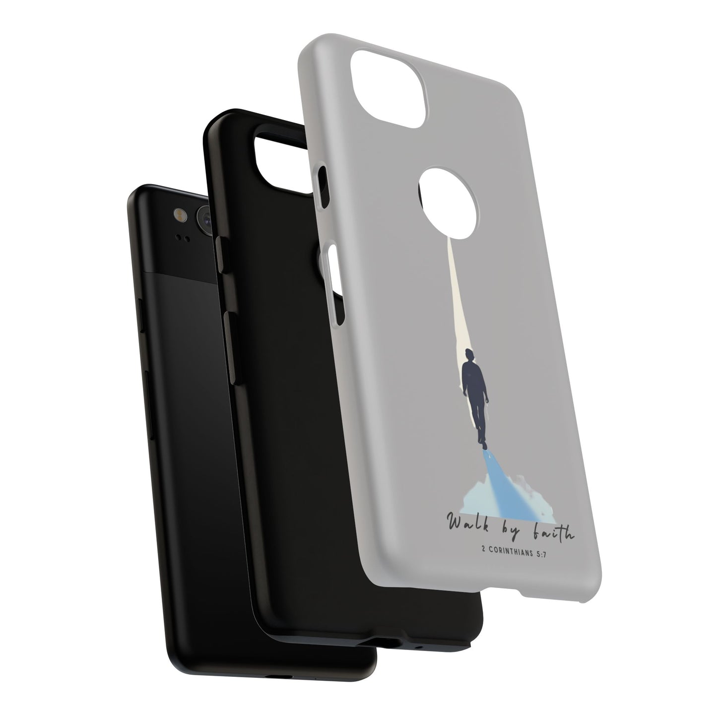 Inspirational Tough Phone Case - "Walk by Faith" Design - Bible Verse Phone Protection