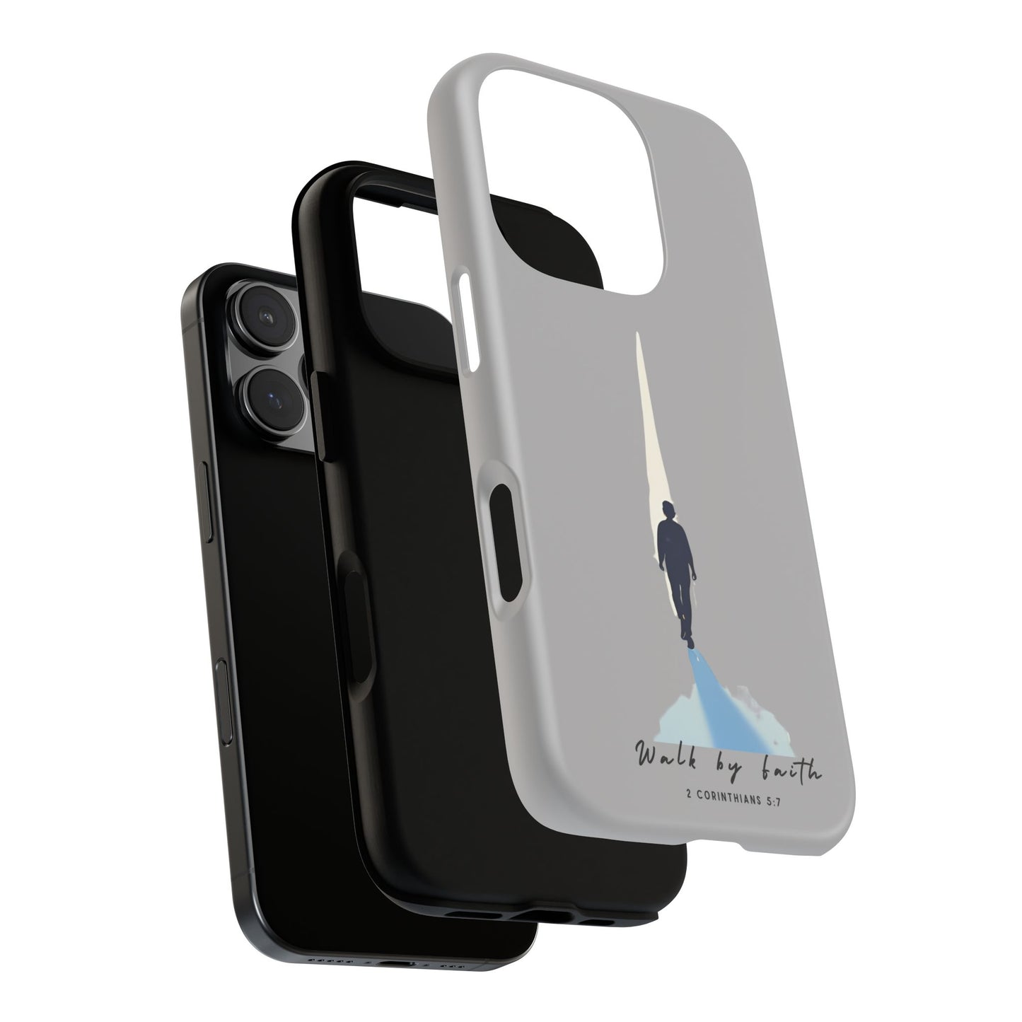 Inspirational Tough Phone Case - "Walk by Faith" Design - Bible Verse Phone Protection