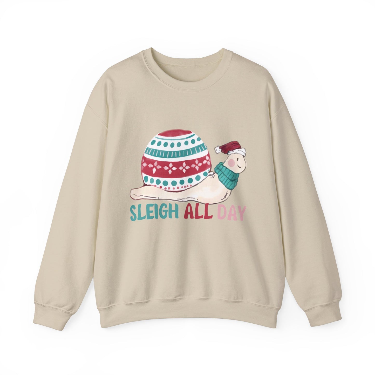 Graphic Designed Holiday Christmas Snowman Sleigh Unisex Crewneck Sweatshirt