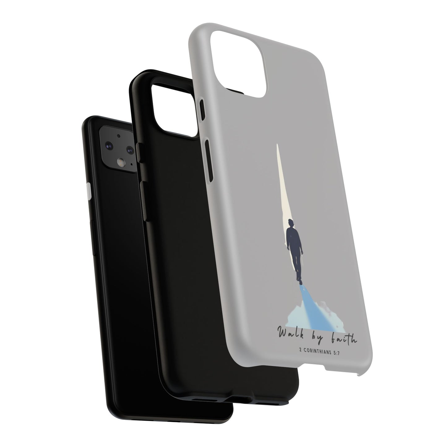 Inspirational Tough Phone Case - "Walk by Faith" Design - Bible Verse Phone Protection