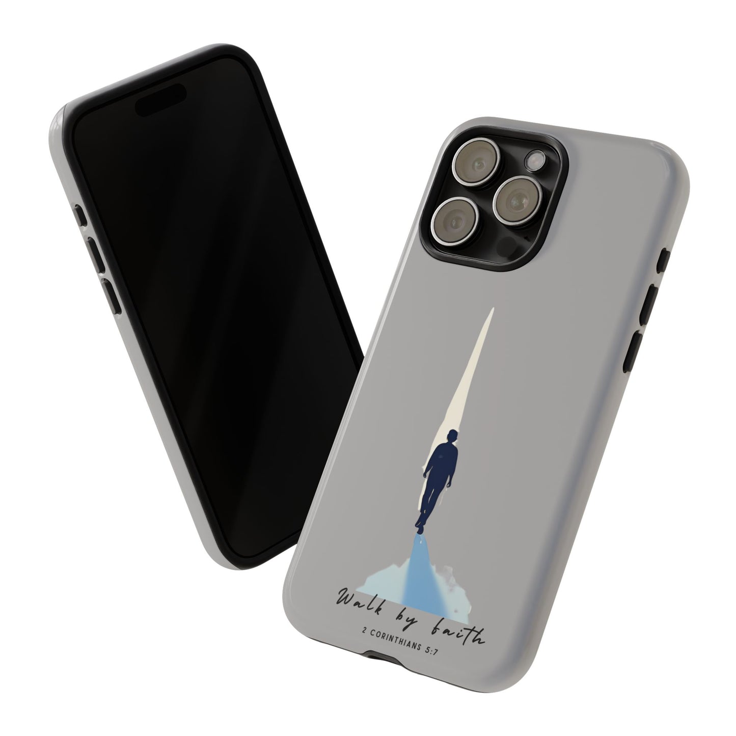 Inspirational Tough Phone Case - "Walk by Faith" Design - Bible Verse Phone Protection