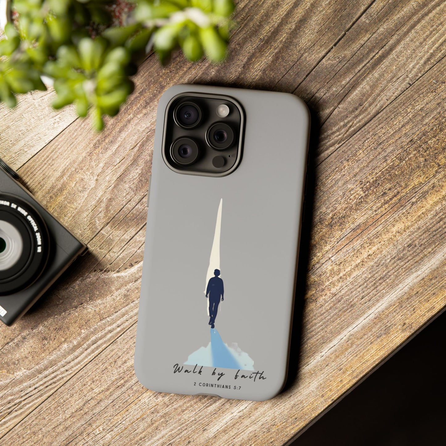 Inspirational Tough Phone Case - "Walk by Faith" Design - Bible Verse Phone Protection