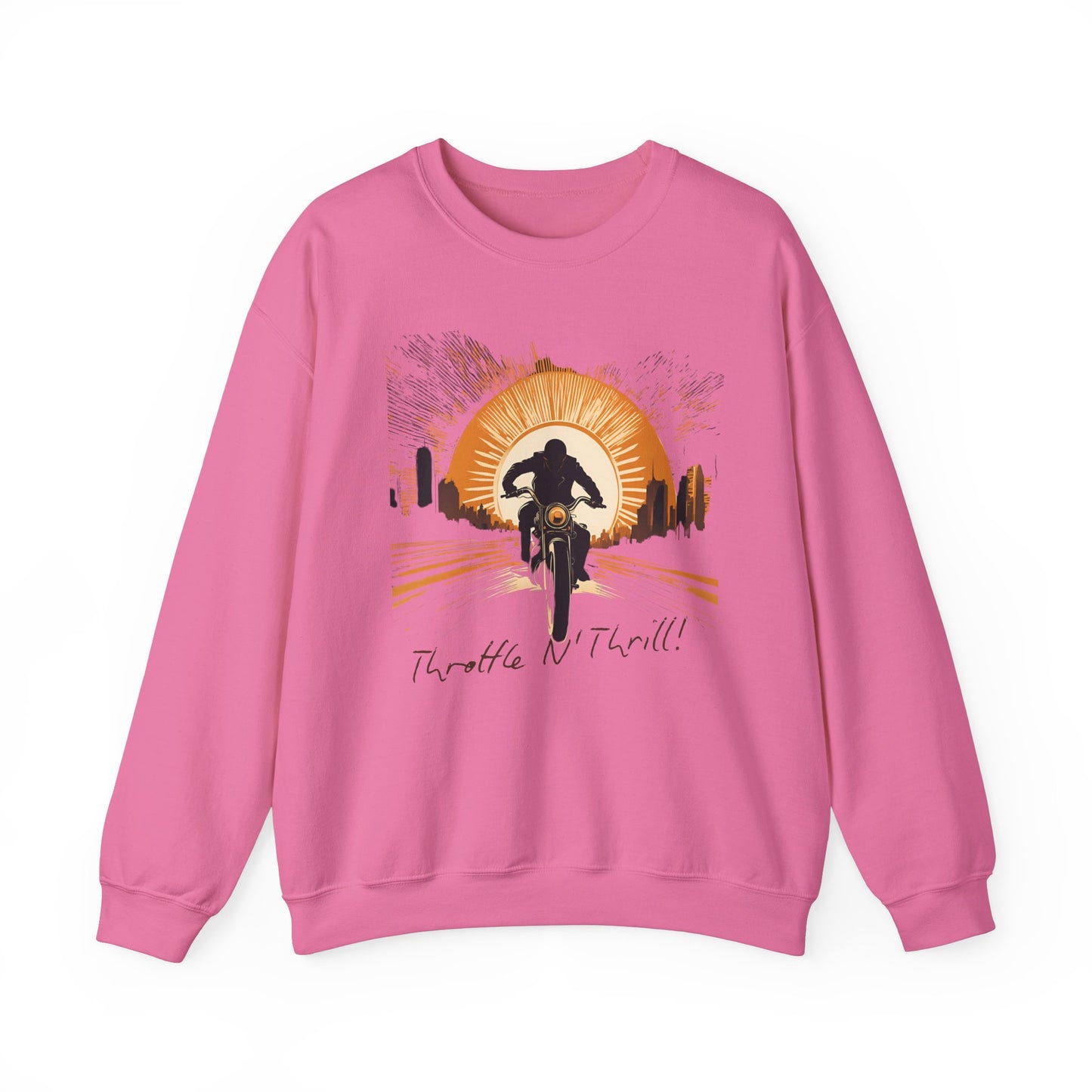 Graphic Designed Throttle and Thrill Bikers Crewneck Sweatshirt