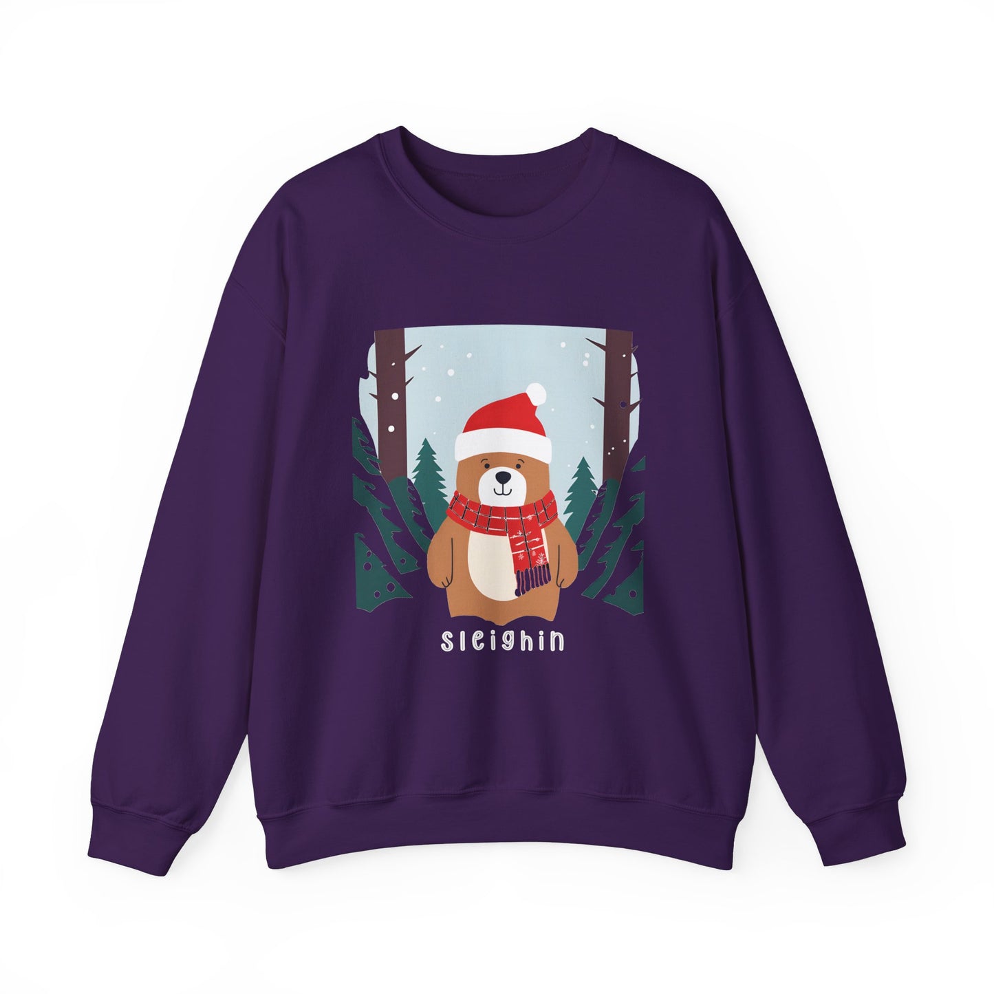 Graphic Designed Holiday Christmas Unisex Crewneck Sleighing Sweatshirt