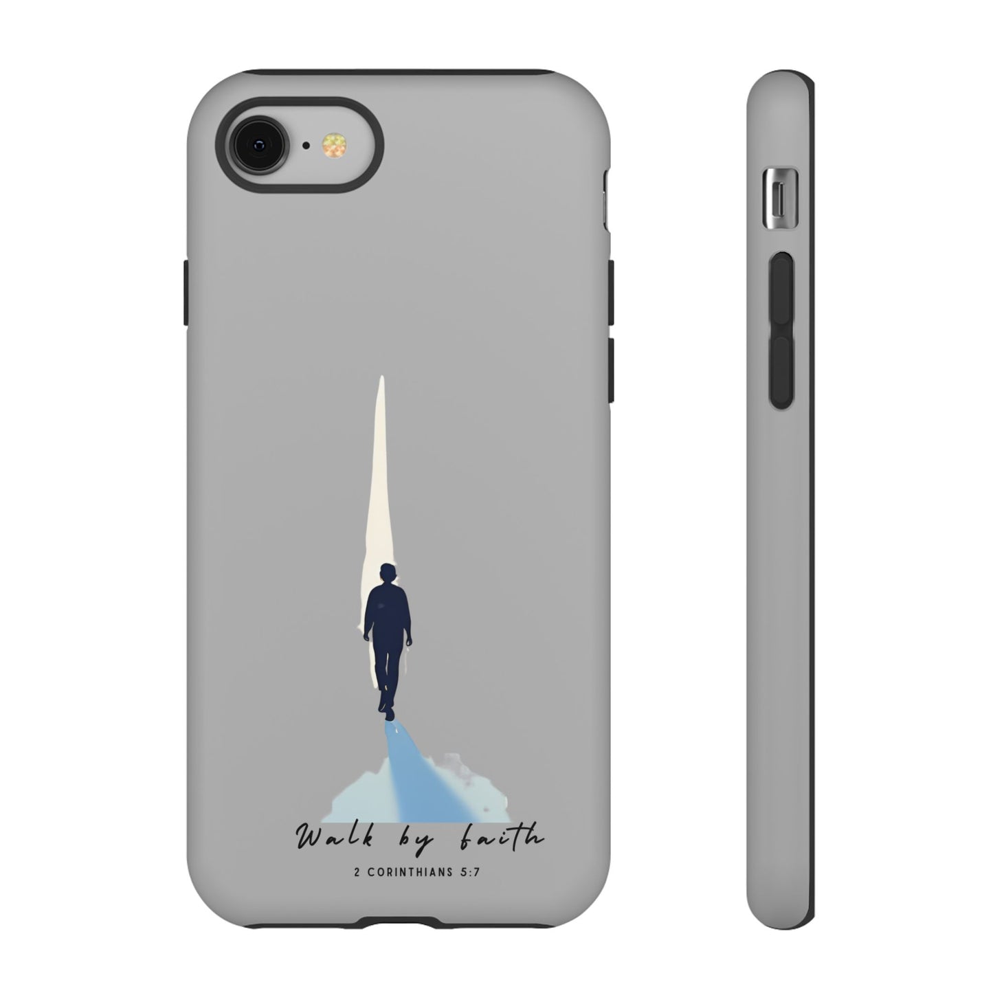 Inspirational Tough Phone Case - "Walk by Faith" Design - Bible Verse Phone Protection