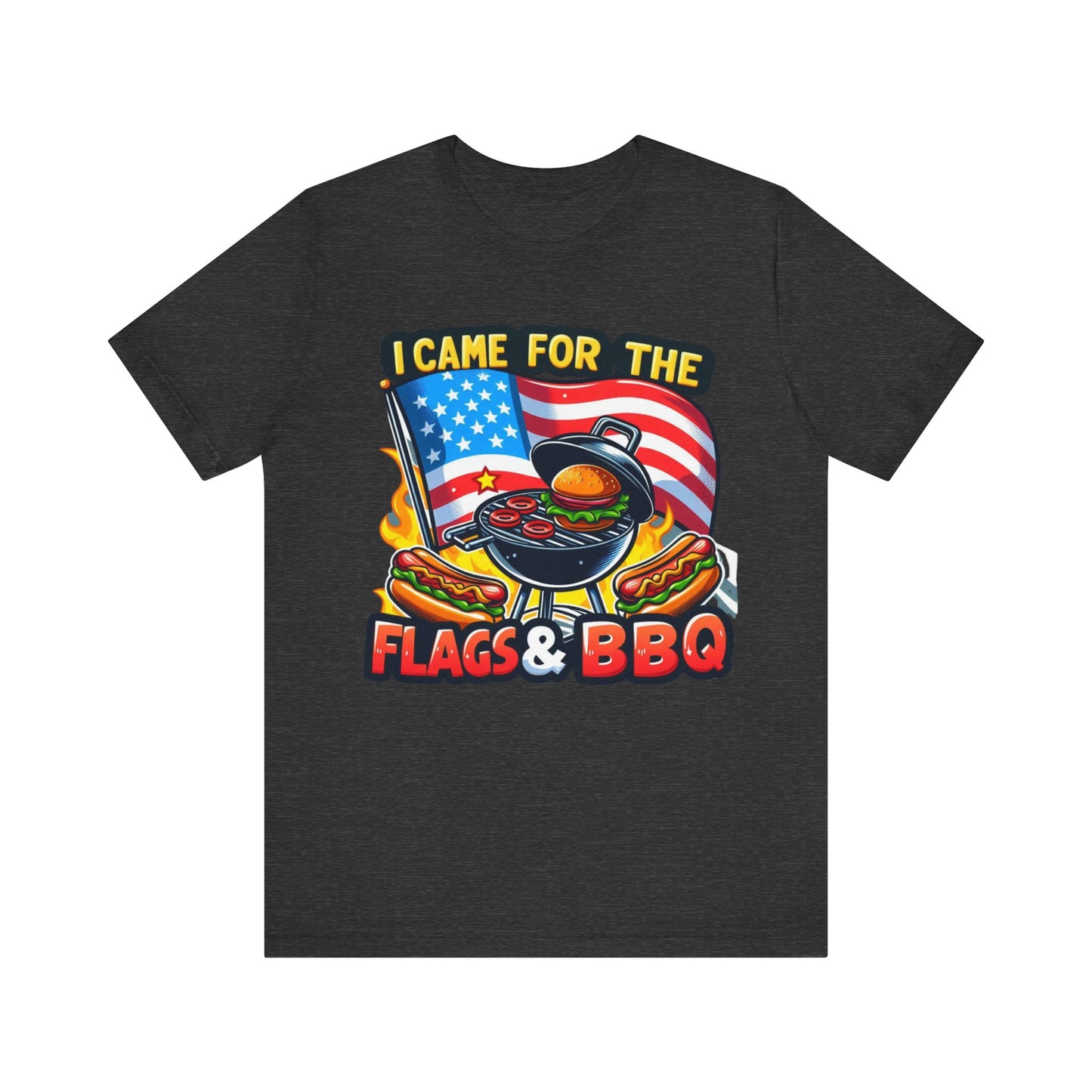 US Flag Day Commemorative Graphic T-shirts, Here for the Flag & BBQ Tee