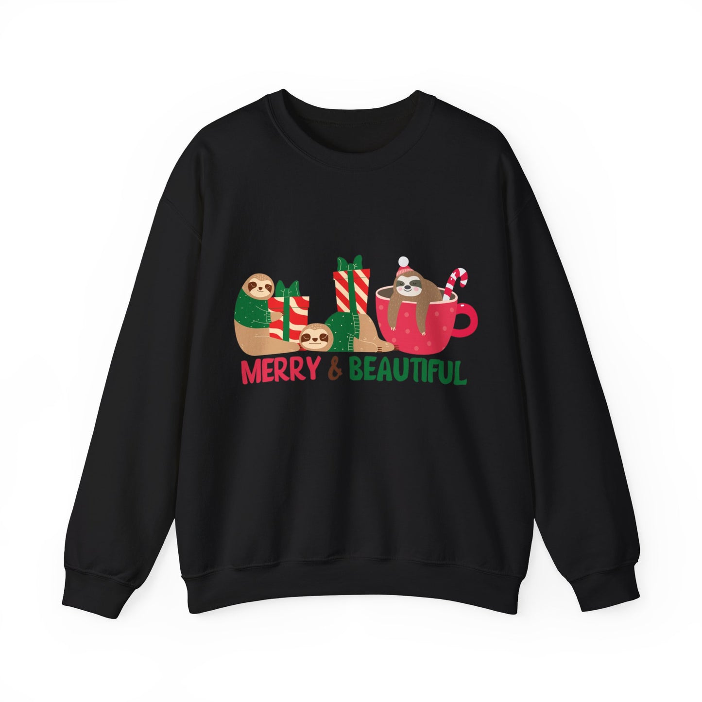 Graphic Designed Holiday Christmas Merry and Bright Unisex Crewneck Sweatshirt