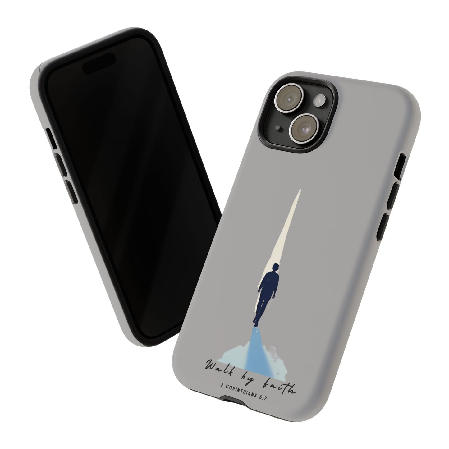 Inspirational Tough Phone Case - "Walk by Faith" Design - Bible Verse Phone Protection