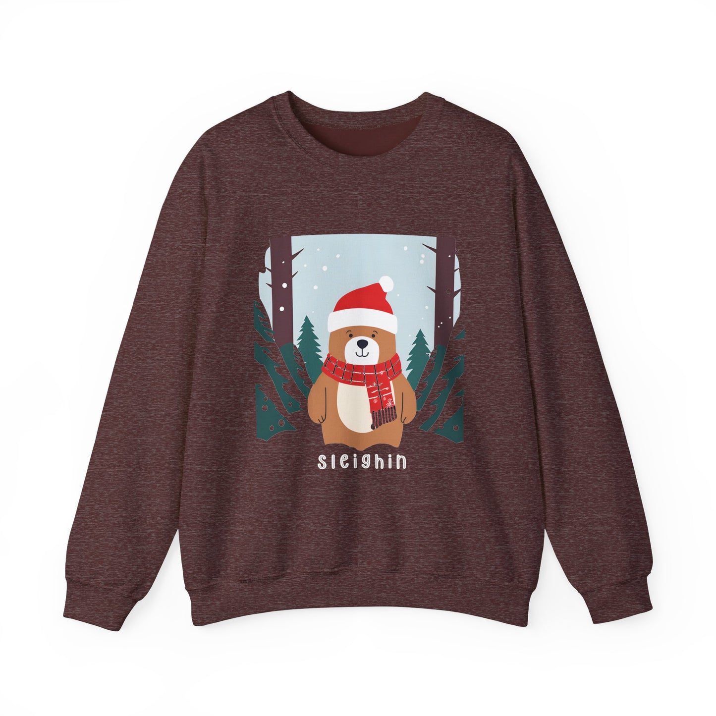 Graphic Designed Holiday Christmas Unisex Crewneck Sleighing Sweatshirt