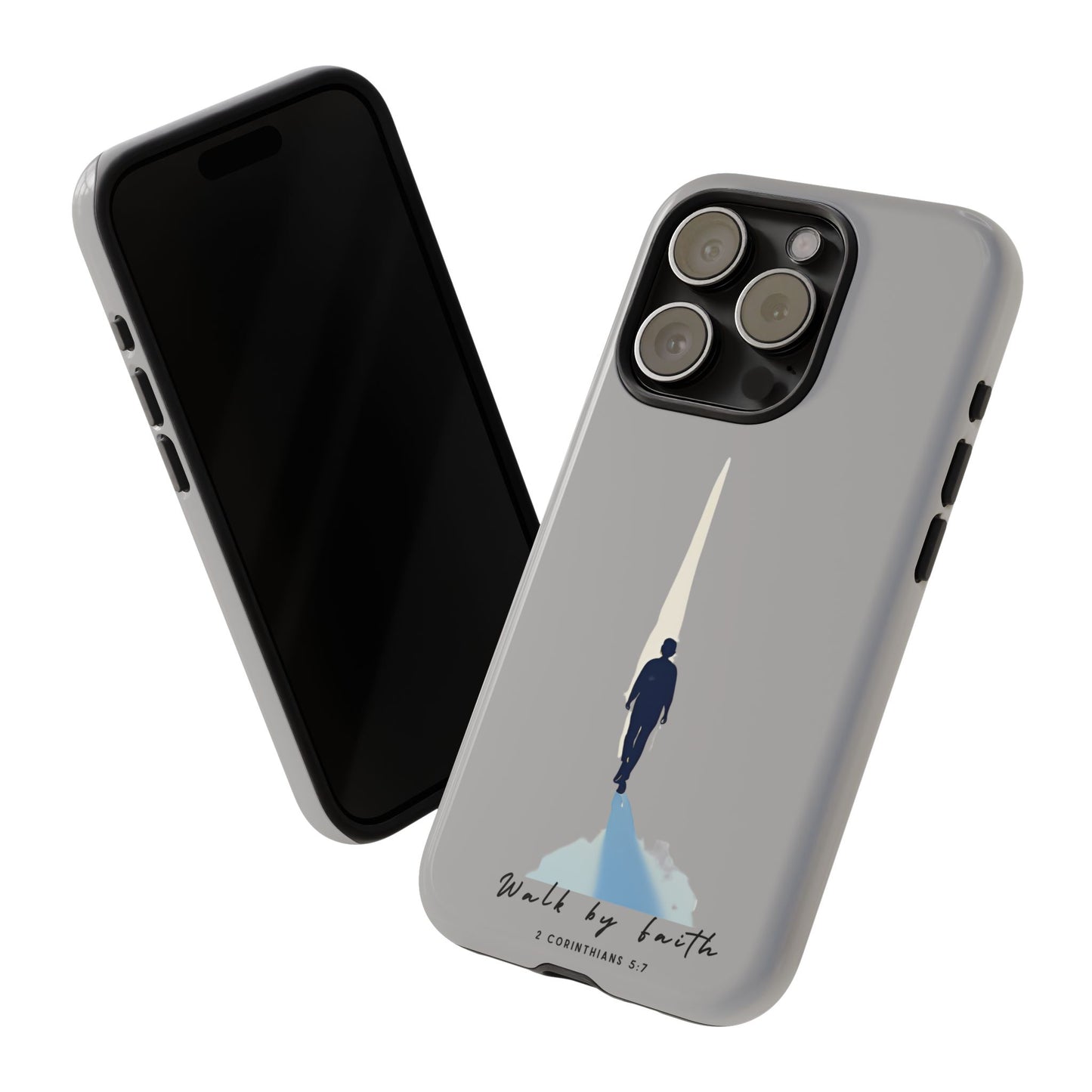 Inspirational Tough Phone Case - "Walk by Faith" Design - Bible Verse Phone Protection