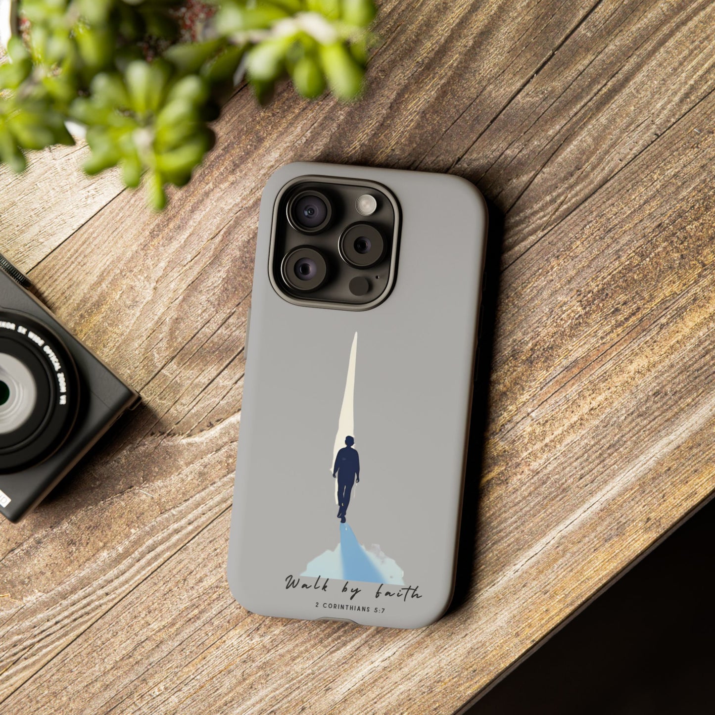 Inspirational Tough Phone Case - "Walk by Faith" Design - Bible Verse Phone Protection