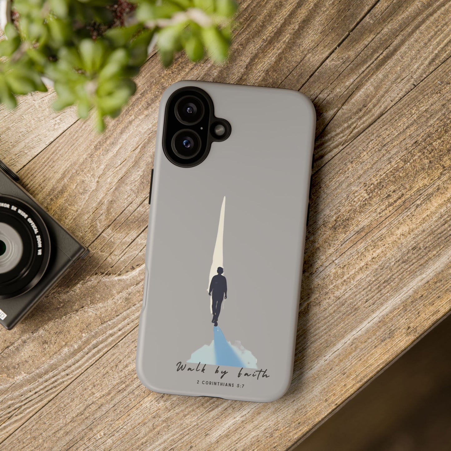 Inspirational Tough Phone Case - "Walk by Faith" Design - Bible Verse Phone Protection