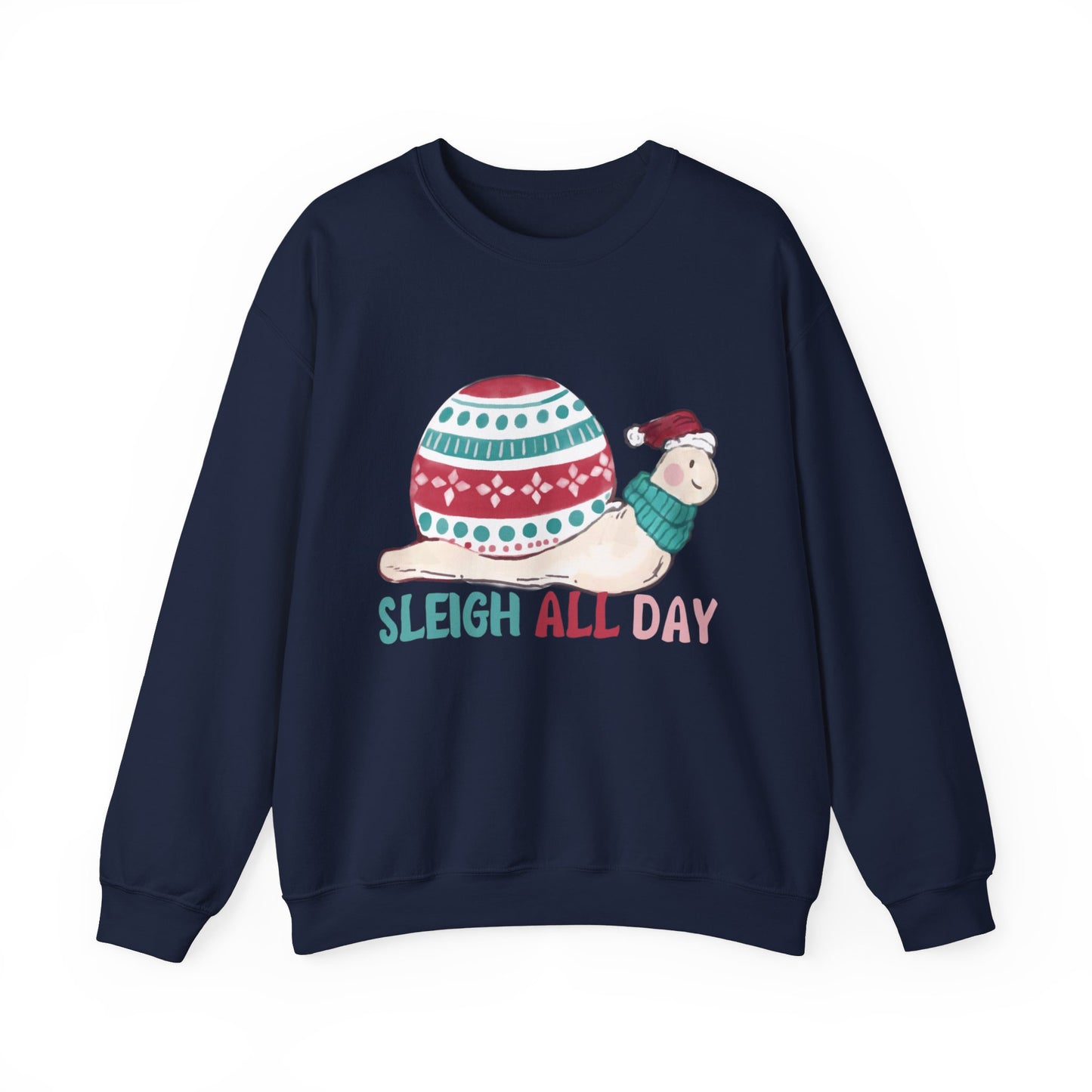 Graphic Designed Holiday Christmas Snowman Sleigh Unisex Crewneck Sweatshirt
