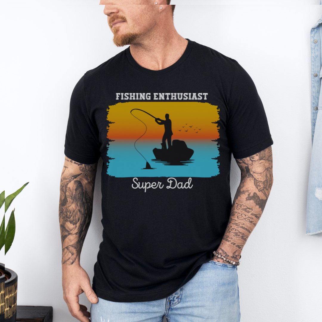 Fishing Enthusiast Super Dad Ultimate Comfort Unisex Fathers Day T-shirt