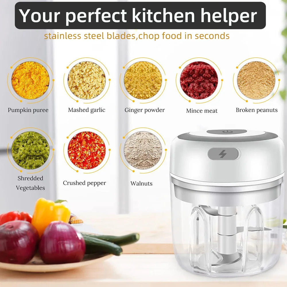 Electric Mini Food Chopper Garlic Masher