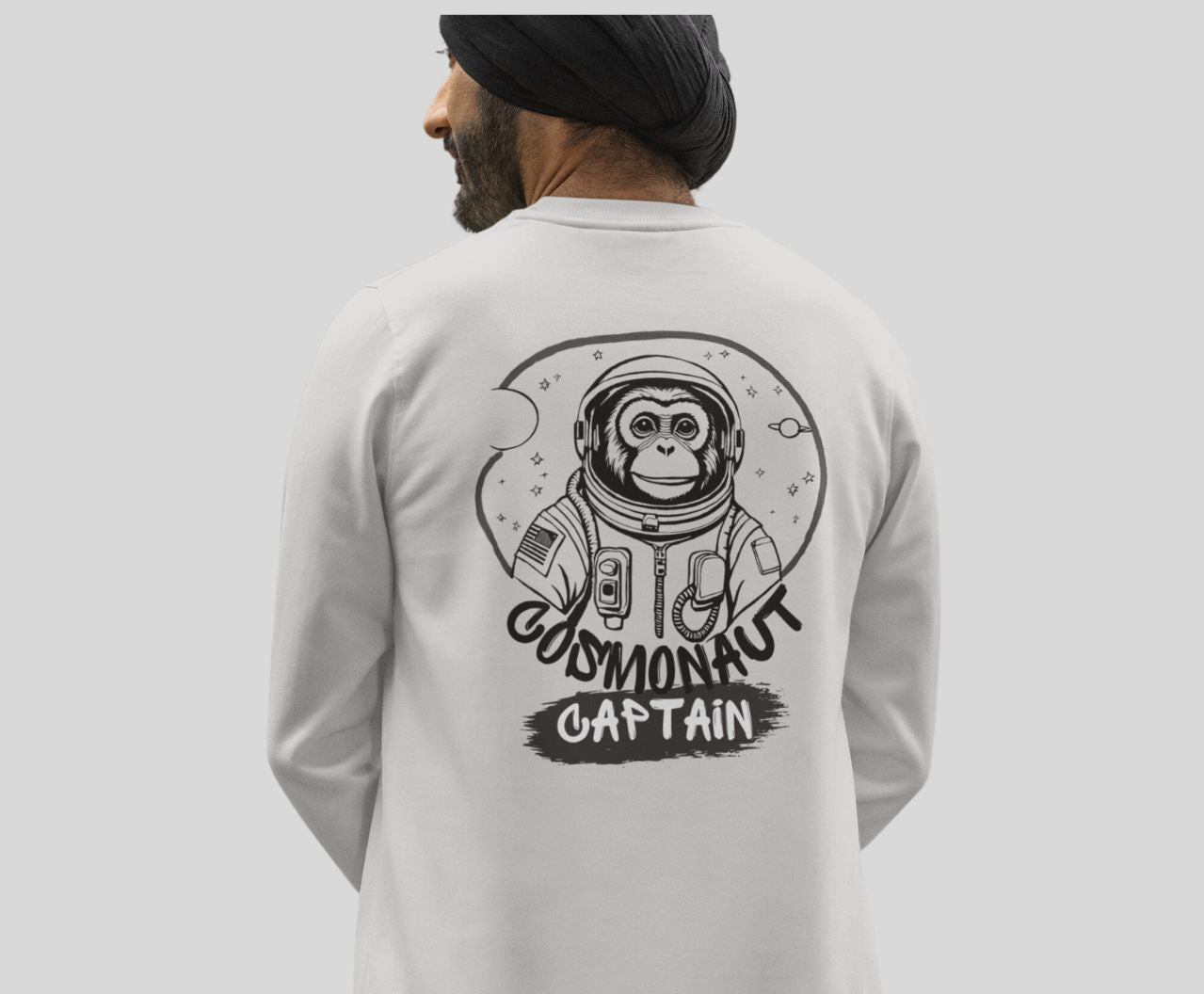 Graphic Designed Minimalist Cosmonaut Crewneck Sweatshirt