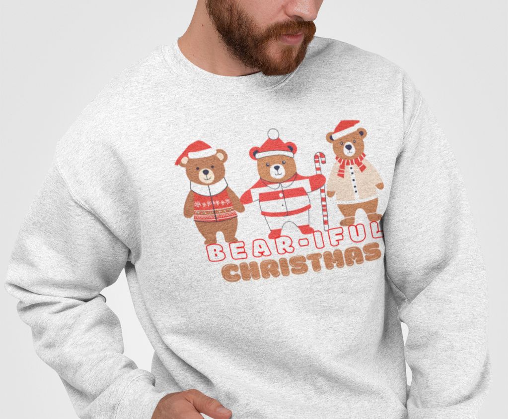 Graphic Designed Holiday Christmas "Bear-iful Christmas"Unisex Crewneck Sweatshirt