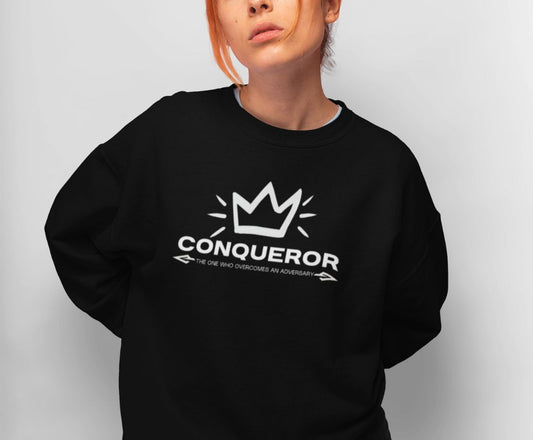 Graphic Designed Minimalist Unisex Conqueror Crewneck Sweatshirt