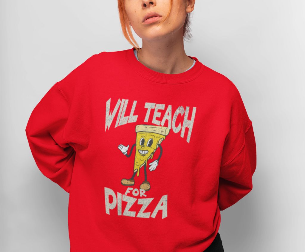 Graphic Designed Minimalist Unisex Pizza Lover World Pizza Day Crewneck Sweatshirt