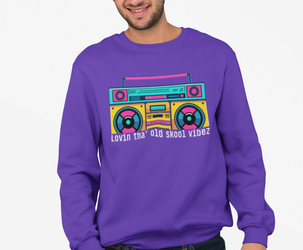 Graphic Designed Minimalist Unisex Old Skool Vibes Crewneck Sweatshirt