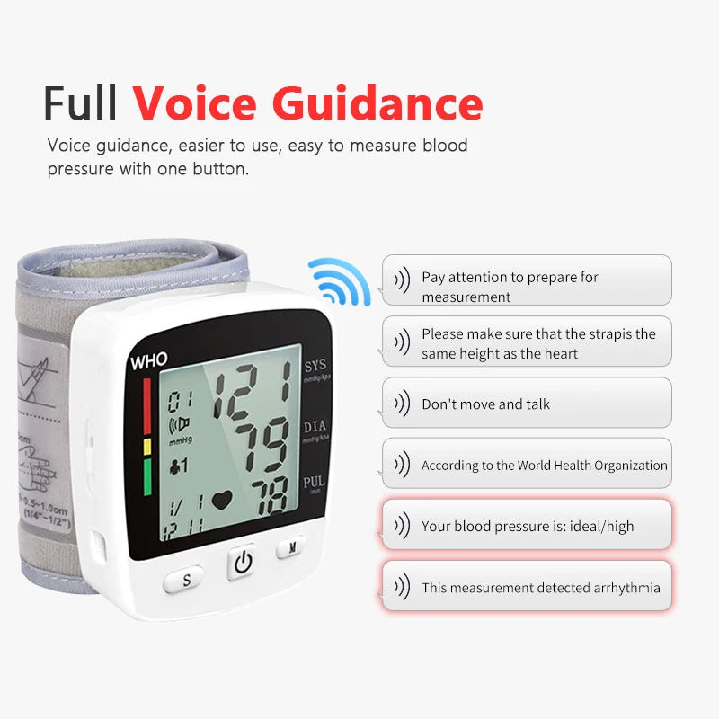 Rechargeable Wrist Blood Pressure Monitor