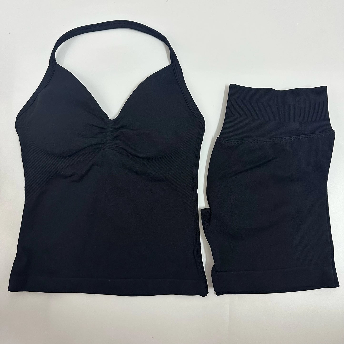 Backless Tank Top High-Waist Shorts