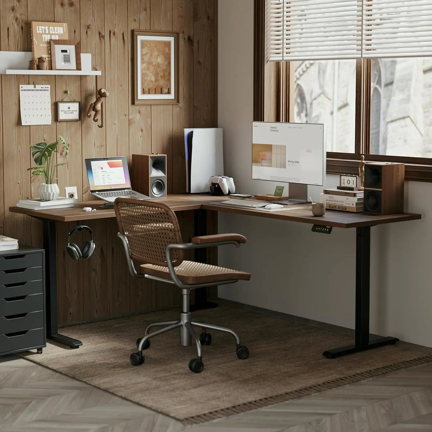 Electric L-Shaped Standing Desk