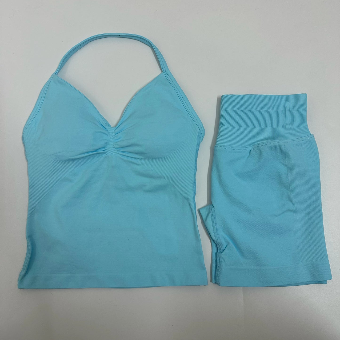 Backless Tank Top High-Waist Shorts