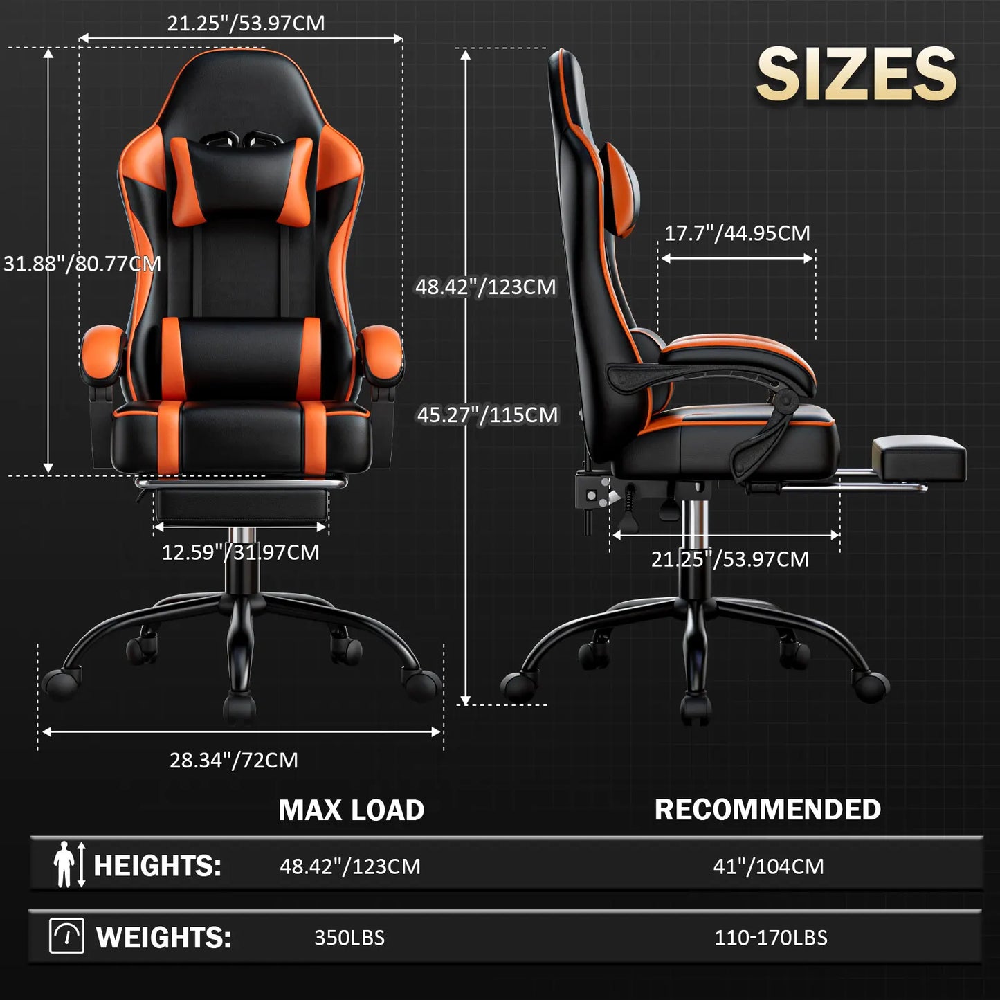 Footrest Reclining PU Leather Office Desk Chair