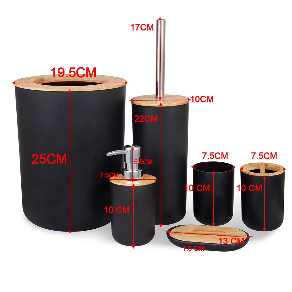 6-Piece Bamboo Plastic Bathroom Set