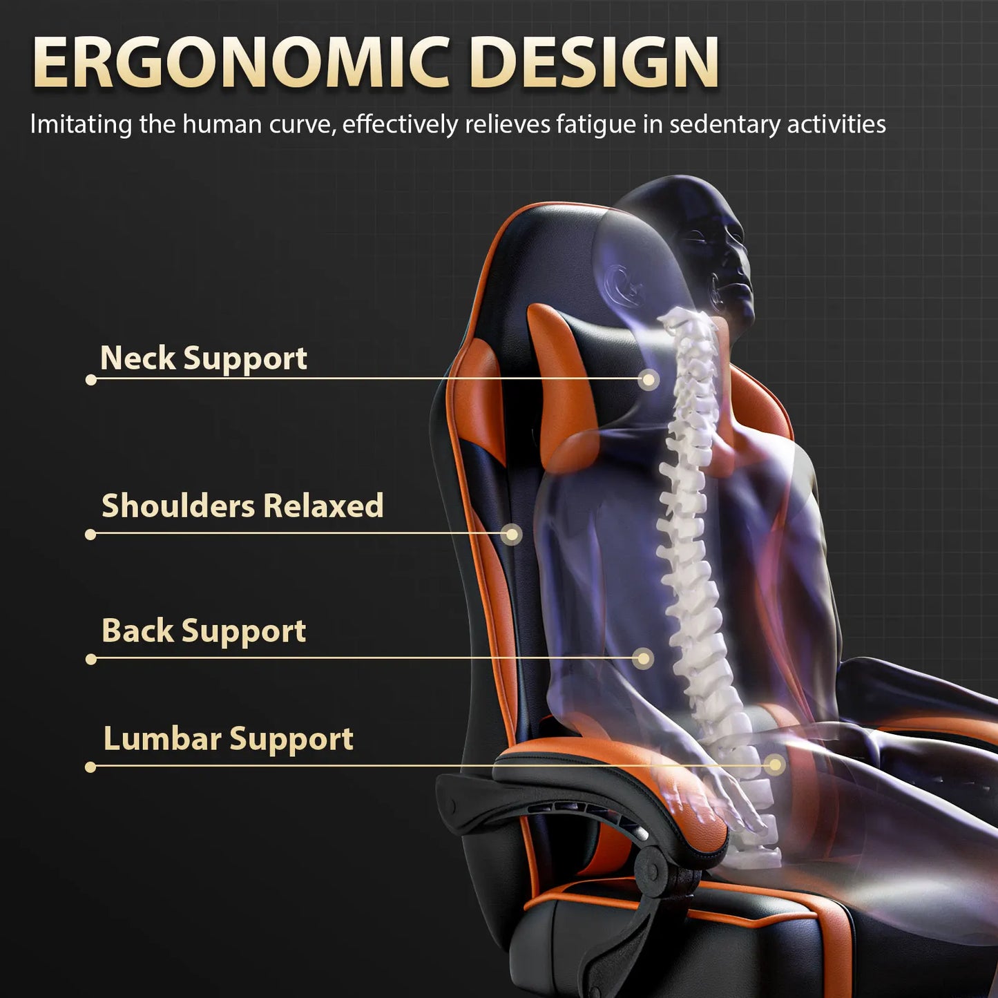 Footrest Reclining PU Leather Office Desk Chair