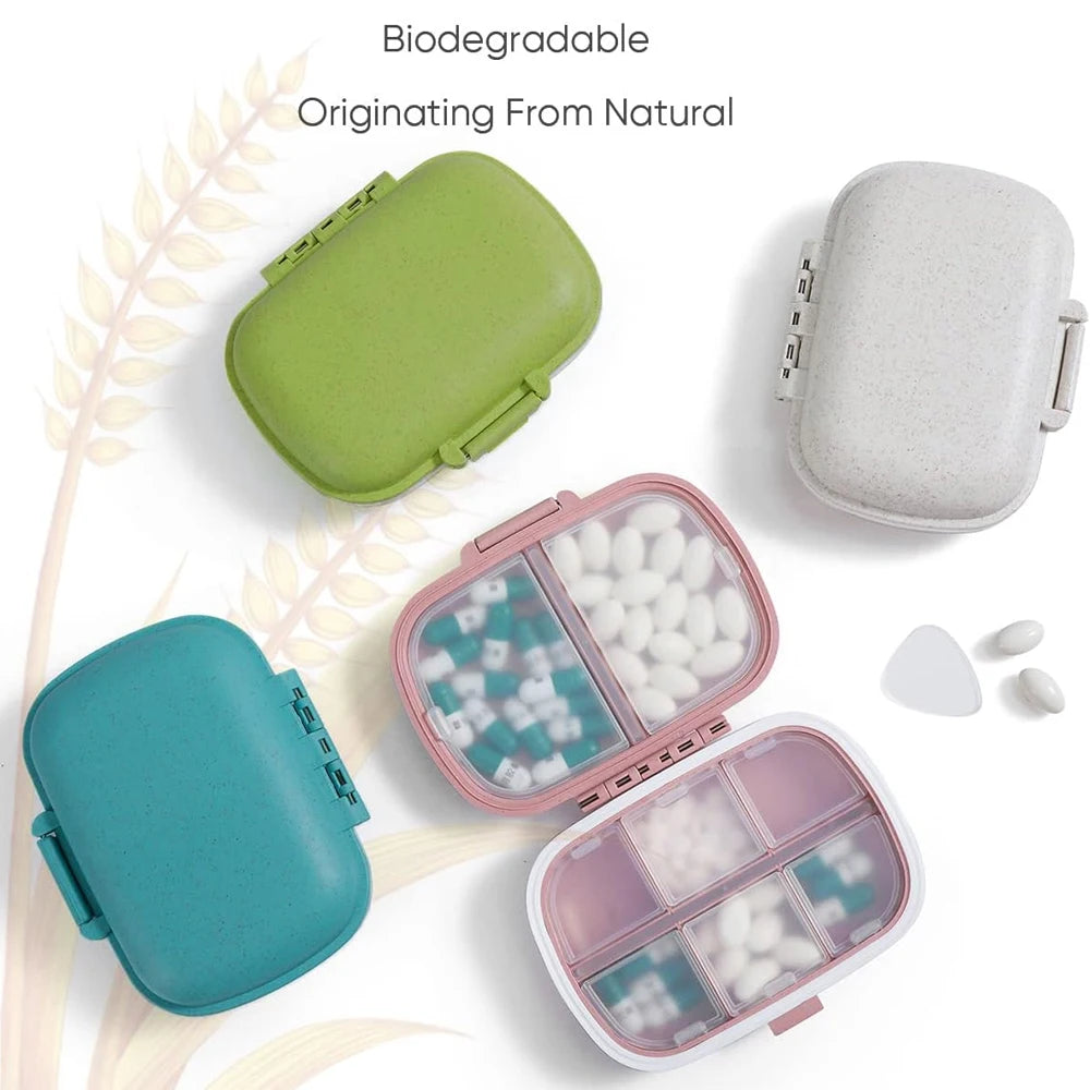8-Compartment Portable Pill Organizer Box