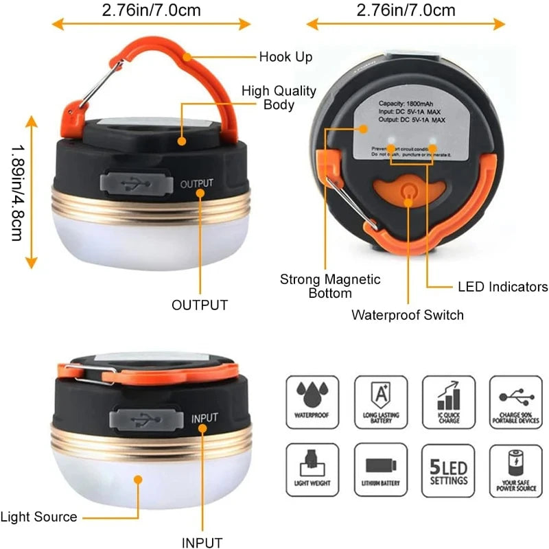 Rechargeable LED Camping Lantern – Magnetic Base