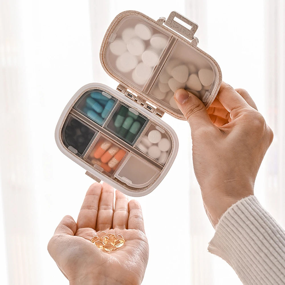 8-Compartment Portable Pill Organizer Box