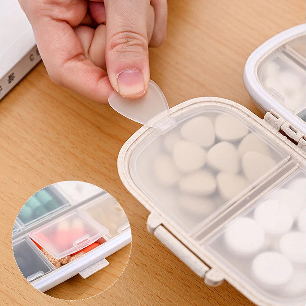 8-Compartment Portable Pill Organizer Box