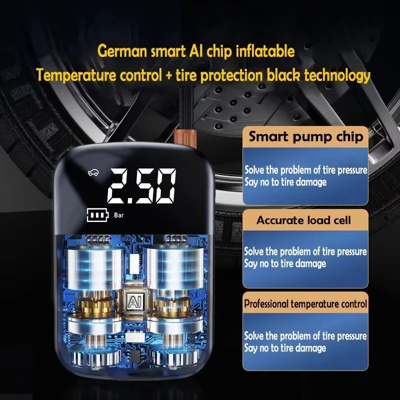 Wireless Wired Car Tire Inflator Pump