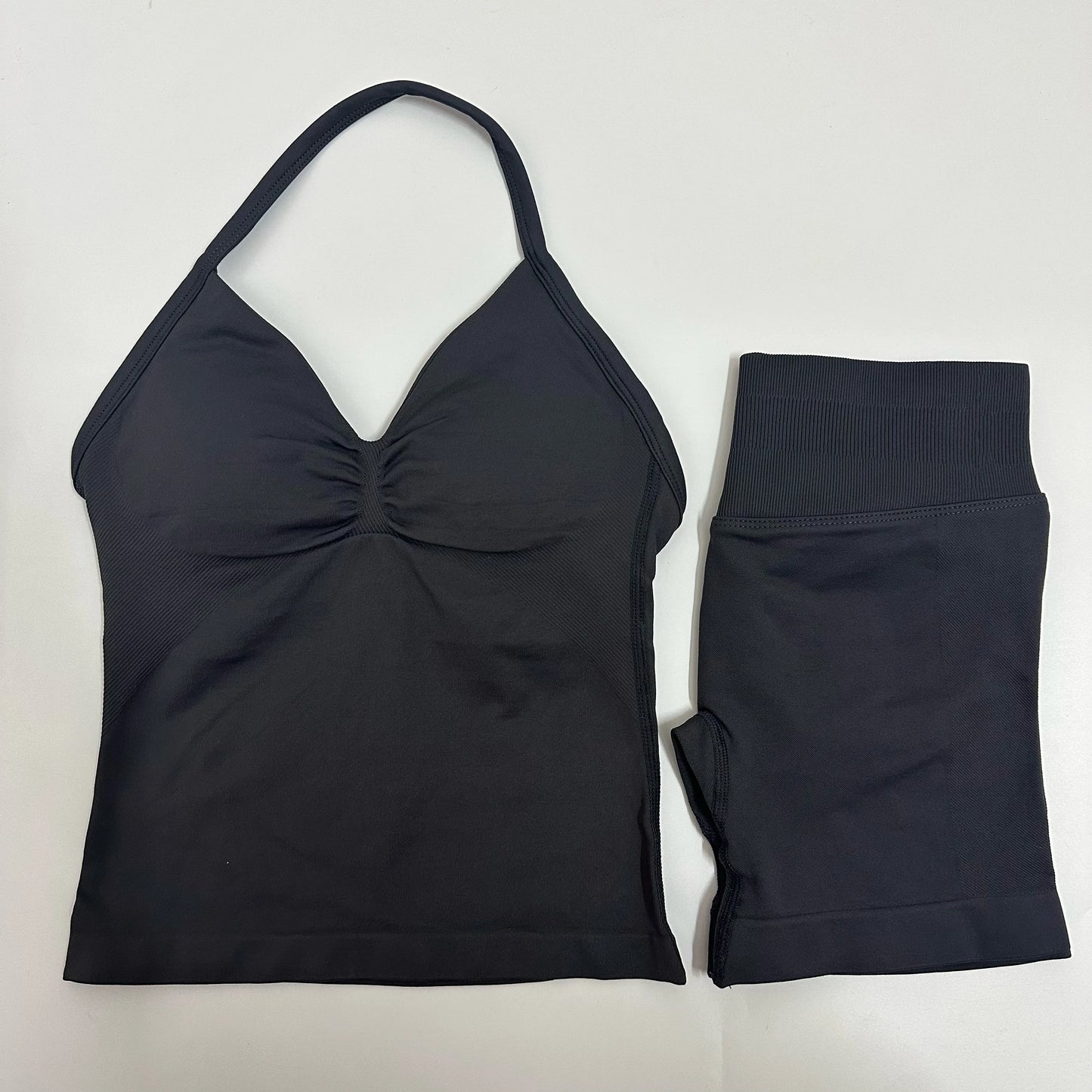 Backless Tank Top High-Waist Shorts