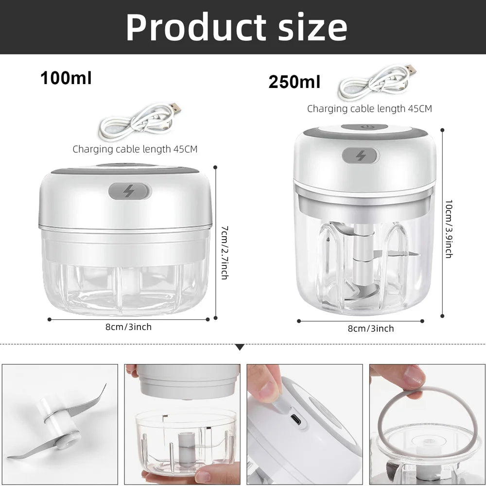 Electric Mini Food Chopper Garlic Masher