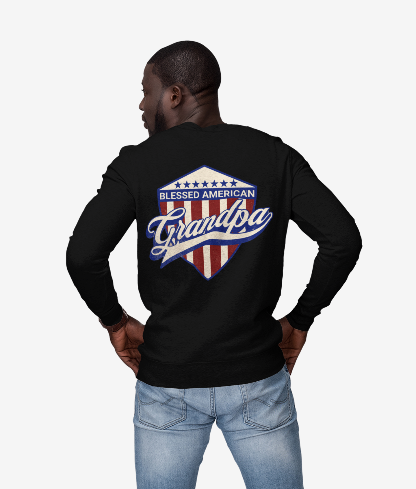 Graphic Blessed American Grandpa Unisex Crewneck Sweatshirt